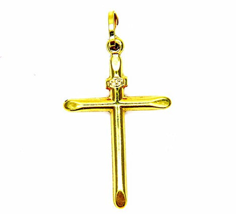 PEGASO GIOIELLI - Ciondolo Oro Giallo 18kt (750) Pendente Croce Smussata Semplice Uomo Donna Bambini
