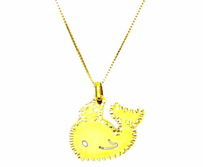 PEGASO GIOIELLI Collana Oro Giallo 18kt (750) Catenina Veneta Pendente Balena Donna Ragazza Bambina