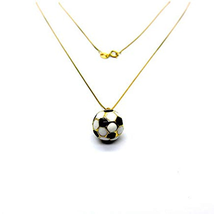 PEGASO GIOIELLI Collana da Donna in Oro Giallo 18kt (750) Catenina Veneta Pendente Pallone Calcio Bambini