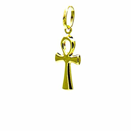 PEGASO GIOIELLI - Ciondolo Oro Giallo 18kt (750) Pendente Piccola Croce della Vita Uomo Donna Bambini
