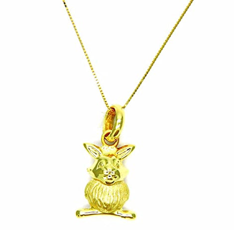 PEGASO GIOIELLI Collana Oro Giallo 18kt (750) Catenina Veneta Pendente Coniglio Coniglietto Ragazza Bambina