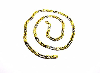 PEGASO GIOIELLI Collana da Uomo in Oro Giallo Bianco 18kt (750) Catena Cm 50 Maglia Pernice Tigre Bicolore Lucida