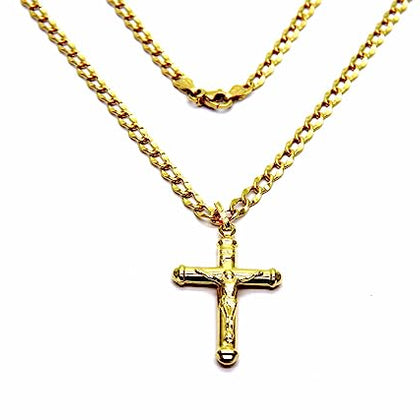 PEGASO GIOIELLI Collana Uomo Donna in Oro Giallo 18kt (750) Catena Cm 50 Pendente Religioso Croce Cristo Cappucci