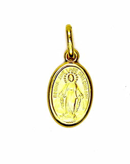 PEGASO GIOIELLI Ciondolo da Donna in Oro Giallo 18kt (750) Pendente Piccola Madonna Miracolosa di Lourdes