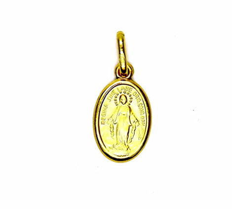 PEGASO GIOIELLI Ciondolo da Donna in Oro Giallo 18kt (750) Pendente Piccola Madonna Miracolosa di Lourdes