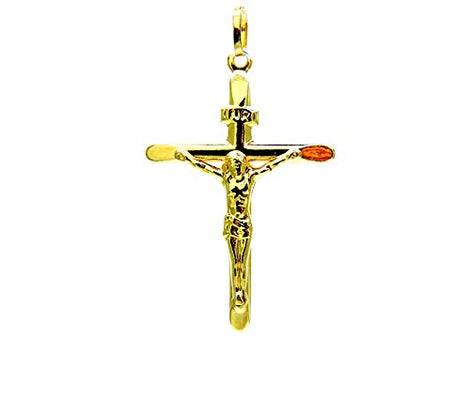 PEGASO GIOIELLI Ciondolo Oro Giallo 18kt (750) Pendente Croce Smussata Gesù Cristo Crocifisso Uomo
