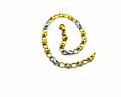 PEGASO GIOIELLI Bracciale da Uomo in Oro Bianco Giallo 18kt (750) Cm 21,5 Fantasia Bicolore