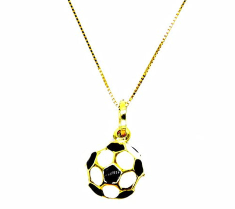 PEGASO GIOIELLI Collana da Donna in Oro Giallo 18kt (750) Catenina Veneta Pendente Pallone Calcio Bambini