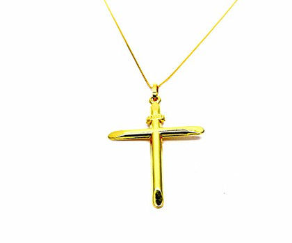 PEGASO GIOIELLI Collana da Donna in Oro Giallo 18kt (750) Catenina Veneta Pendente Croce Smussata Crocifisso Semplice