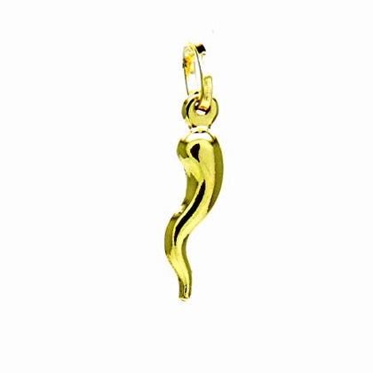 PEGASO GIOIELLI - Ciondolo Oro Giallo 18kt (750) Pendente Corno Cornetto Lucido Uomo Donna