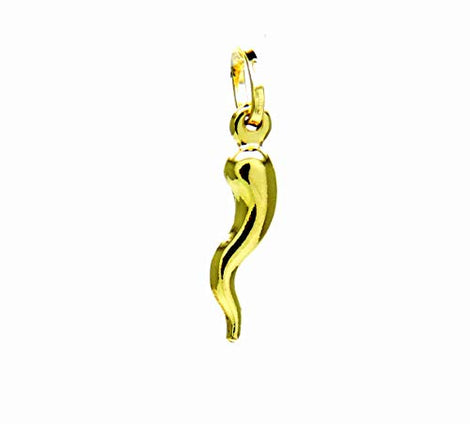 PEGASO GIOIELLI - Ciondolo Oro Giallo 18kt (750) Pendente Corno Cornetto Lucido Uomo Donna