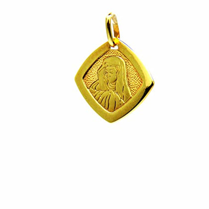 PEGASO GIOIELLI - Ciondolo da Donna in Oro Giallo 18kt (750) Pendente Medaglia Religiosa con Madonna