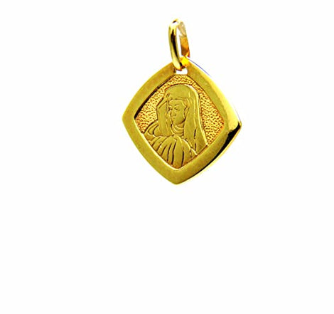 PEGASO GIOIELLI - Ciondolo da Donna in Oro Giallo 18kt (750) Pendente Medaglia Religiosa con Madonna
