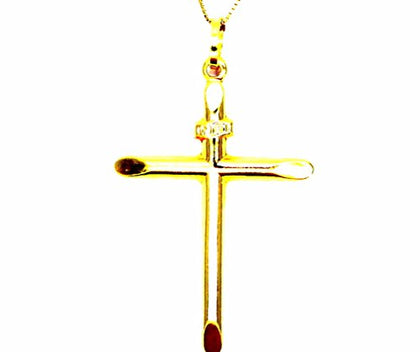 PEGASO GIOIELLI Collana da Donna in Oro Giallo 18kt (750) Catenina Veneta Pendente Croce Smussata Crocifisso Semplice