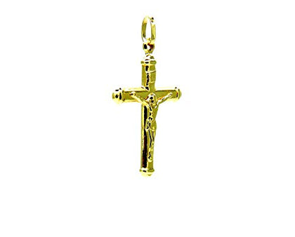 PEGASO GIOIELLI Ciondolo in Oro Giallo 18kt (750) Pendente Croce con Cristo Cappucci Uomo Donna