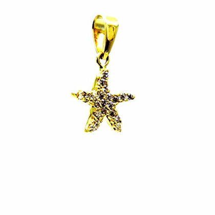 PEGASO GIOIELLI Ciondolo Donna in Oro Giallo 18kt (750) Pendente Piccola Stella Marina Mini Charm Zirconi