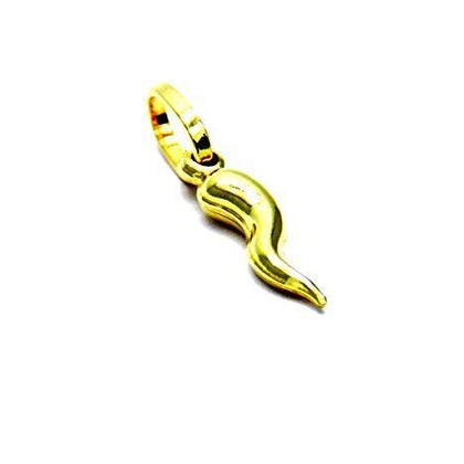 PEGASO GIOIELLI - Ciondolo Oro Giallo 18kt (750) Pendente Piccolo Corno Cornetto Lucido Mini Portafortuna Uomo Donna Bambini