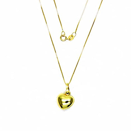 PEGASO GIOIELLI - Collana da Donna in Oro Giallo 18kt (750) Catenina Veneta Pendente Cuore Bombato Lucido