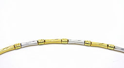 Bracciale Oro Bianco e Giallo 18kt (750) Barrette Segmenti Lucidi Bicolore Cm 20,50 Uomo