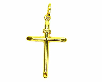 PEGASO GIOIELLI Ciondolo Oro Giallo 18kt (750) Pendente Croce Smussata Classica Uomo Donna Bambini