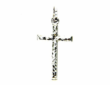 PEGASO GIOIELLI Ciondolo da Donna in Oro Bianco 18kt (750) Pendente Croce Crocetta Lavorata