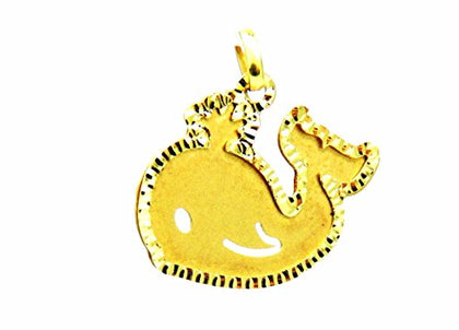 PEGASO GIOIELLI Ciondolo Oro Giallo 18kt (750) Pendente Balena Balenottero Satinato Donna Bambini