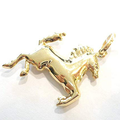 PEGASO GIOIELLI Ciondolo in Oro Giallo 18kt (750) Pendente Cavallo Cavallino Rampante Uomo Donna Bambini