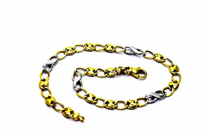 PEGASO GIOIELLI Bracciale da Uomo in Oro Bianco Giallo 18kt (750) Cm 21,5 Fantasia Bicolore