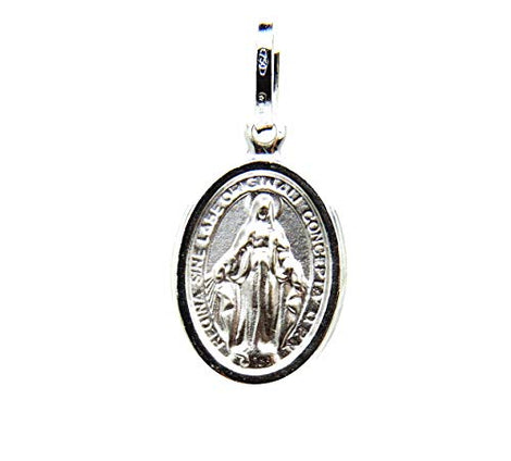 PEGASO GIOIELLI Ciondolo da Donna in Oro Bianco 18kt (750) Pendente Religioso Madonna di Lourdes Medaglia Miracolosa Madonnina