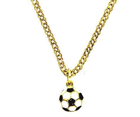 PEGASO GIOIELLI - Collana da Uomo in Oro Giallo 18kt (750) Catena Rombo Cm 50 Pendente Pallone Calcio Ragazzi Bambini