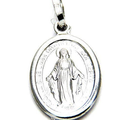 PEGASO GIOIELLI Ciondolo da Donna in Oro Bianco 18kt (750) Pendente Religioso Madonna di Lourdes Medaglia Miracolosa