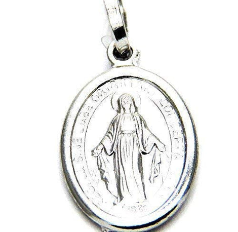PEGASO GIOIELLI Ciondolo da Donna in Oro Bianco 18kt (750) Pendente Religioso Madonna di Lourdes Medaglia Miracolosa