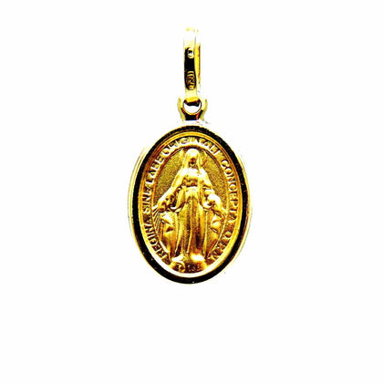 PEGASO GIOIELLI - Ciondolo da Donna in Oro Giallo 18kt (750) Pendente Religioso Madonna di Lourdes Medaglia Miracolosa Madonnina