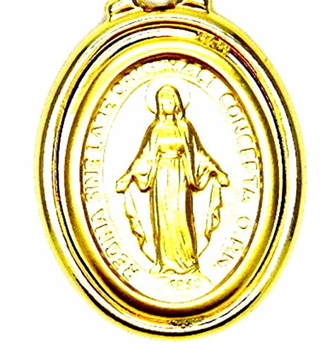 PEGASO GIOIELLI Ciondolo Oro Giallo 18kt (750) Pendente Madonna di Lourdes Madonnina Uomo Donna