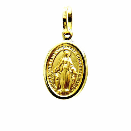 PEGASO GIOIELLI - Ciondolo da Donna in Oro Giallo 18kt (750) Pendente Religioso Madonna di Lourdes Medaglia Miracolosa Madonnina